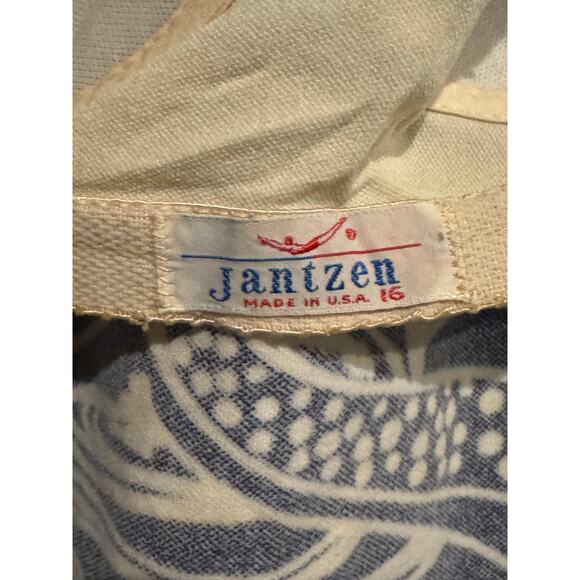 American vintage Jantzen retro pin up Swimsuit navy white floral size large - Picture 12 of 12
